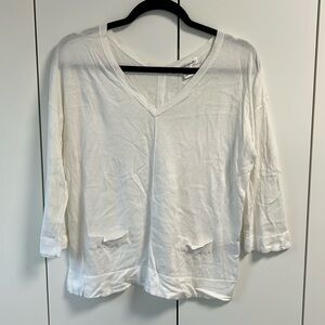 August Silk Cropped 3/4 Sleeve Sweater in White Size Medium